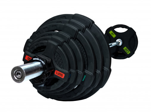 Штанга олимпийская наборная 128 кг OFT (диски 50 мм с двумя хватами, гриф 220 см) Штанга олимпийская наборная 128 кг OFT (диски 50 мм с двумя хватами, гриф 220 см)